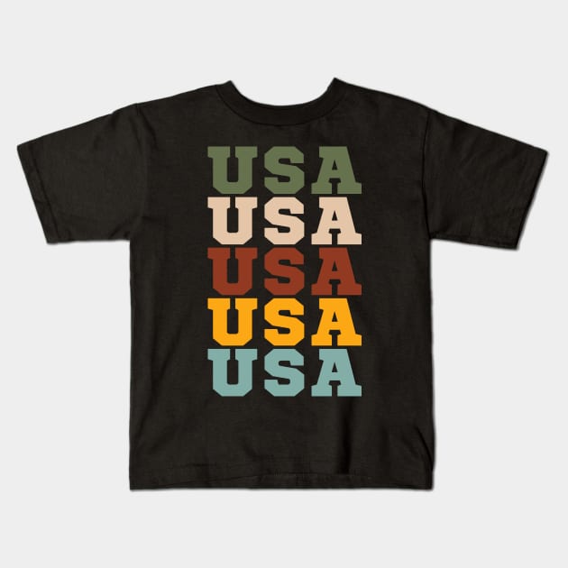 USA SPORT ATHLETIC STYLE U.S.A INDEPENDENCE DAY 4TH JULY TEE Kids T-Shirt by CoolFactorMerch